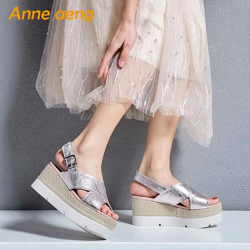 2019 г. новые летние женские босоножки из натуральной кожи Повседневная модная