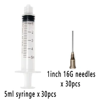 30 setsplastic syringe 5ml with 1inch 16g blunt tip needles injector for lab and industrial dispensing adhesives glue soldering