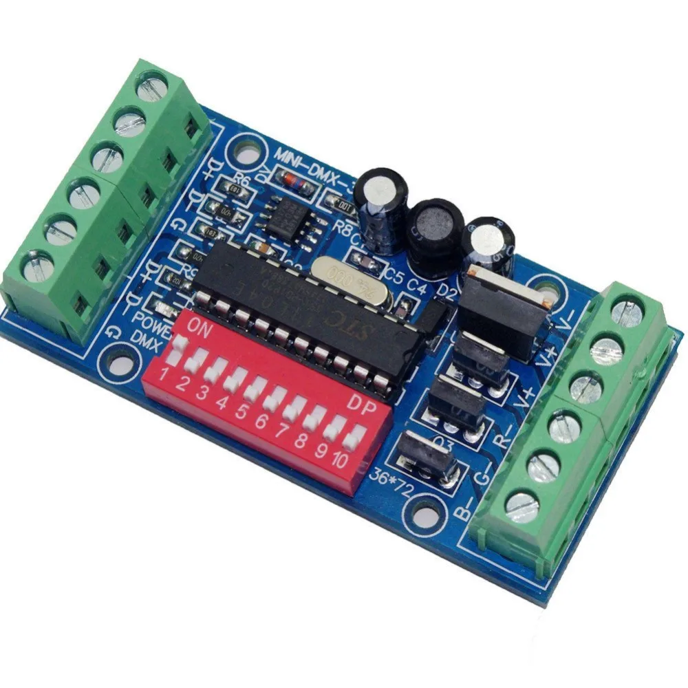 Миниатюрный контроллер DMX 3CH миниатюрный RGB светодиодный DMX512 декодер DC5V 24V для