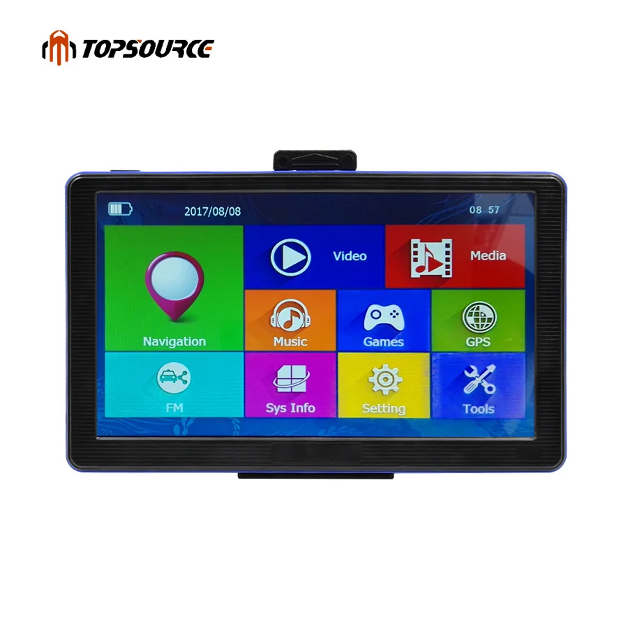 Автомобильный GPS навигатор TOPSOURCE 7 дюймов HD емкостный экран Win CE6.0 FM встроенный 8 Гб