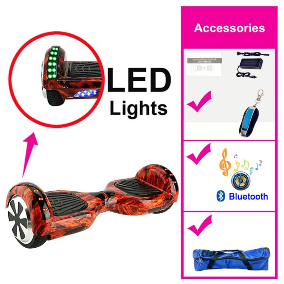 Trottinette Электрический Ховерборд Электрический за бортом deskoroolka Elektryczna Oxboard электрический скутер Hover Board Volante - Цвет: 6.5 Inch LED Flame
