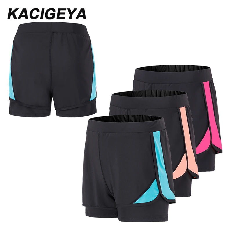 

Шорты женские для бега, фитнеса, эластичная талия, 2 в 1, дышащие, для спортзала, занятий спортом, тренировок, марафонов, быстросохнущие шорты ...