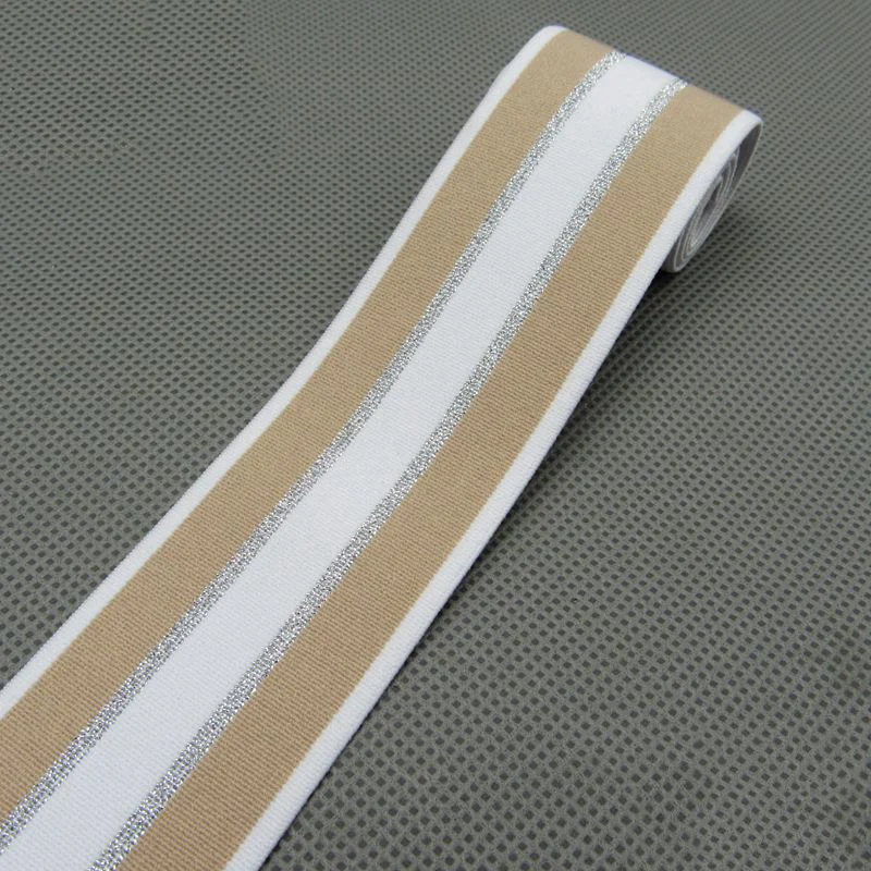2 м 40 мм блестящие Серебристые полосатые эластичные ремешки брюки эластичный