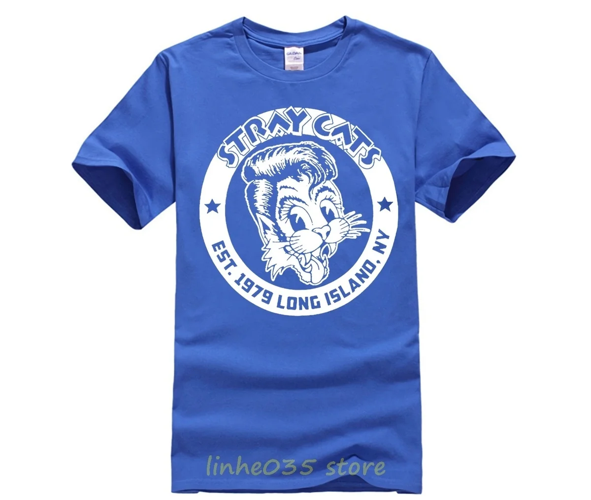 Мода для мужчин s Stray Cats основана 1979 Slim Fit Графическая печатная Футболка Черная