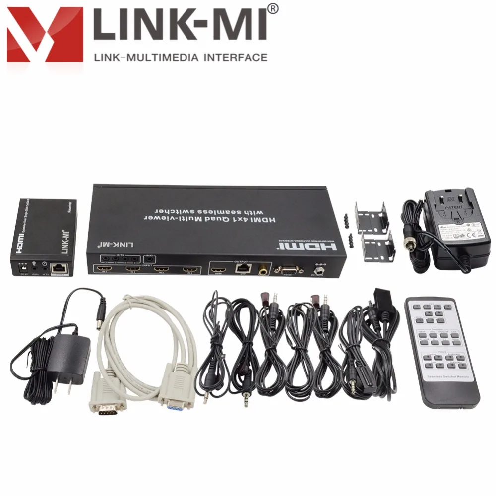 LINK MI S41 50 Quad 4x1 HDMI Multi Viewer коммутатор удлинитель м по одной Cat5e/6 кабель 1920x1080 @ 60 Гц|video