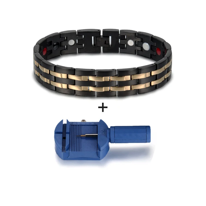 black gold tool Vinterly магнитный браслет мужской золотой цвет из нержавеющей стальной магнитный браслет энергия оздоровительный Германий Подвески мужские браслеты - Окраска металла: black gold tool