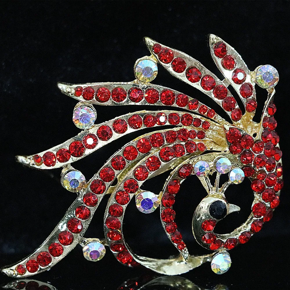 Горячая австрийский Цвет Красочные Павлин Брошь для женщин Кристалл Стразы