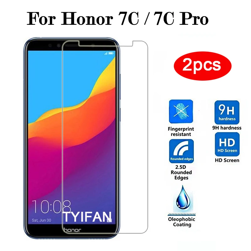 Закаленное стекло для Honor 7c Pro 2 шт. Защитное экрана защитная пленка Tremp Huawei Honer Honor7c