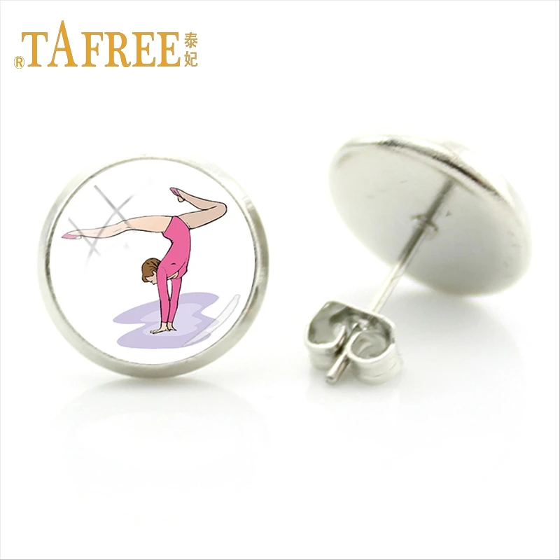 Шарм от TAFREE круглые студенческие шпильки серьги любовь гимнастика Гламурные