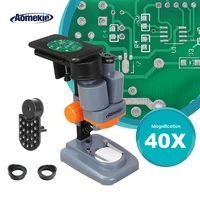 aomekie 40x stereo microscope with phone holder led light pcb solder mineral specimen silde watching phone pepair tool hd vision