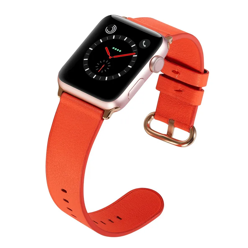 

For Apple Watch Band 44mm 40mm 42mm 38mm,Viotoo Genuine leather Orange Watch Strap For Apple Watch For iWatch Sport Watchbands