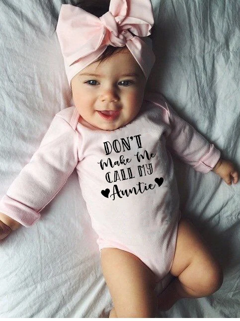 Хлопковый комбинезон с длинными рукавами и надписью Don't MAKE ME CALL MY AUNTIE для