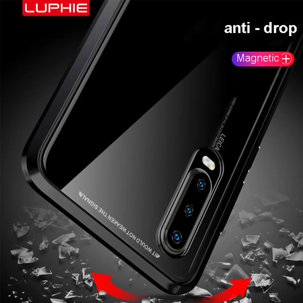 Оригинальный магнитный чехол Luphie 360 градусов для Huawei P30 Pro передняя + задняя 9H