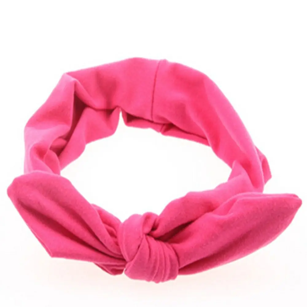 Hot Sale 1 pcs Women Fashion Elastic Stretch Plain Rabbit Bow Style Hair Band Headband Turban HairBand Hair Accessories - Цвет: rose red