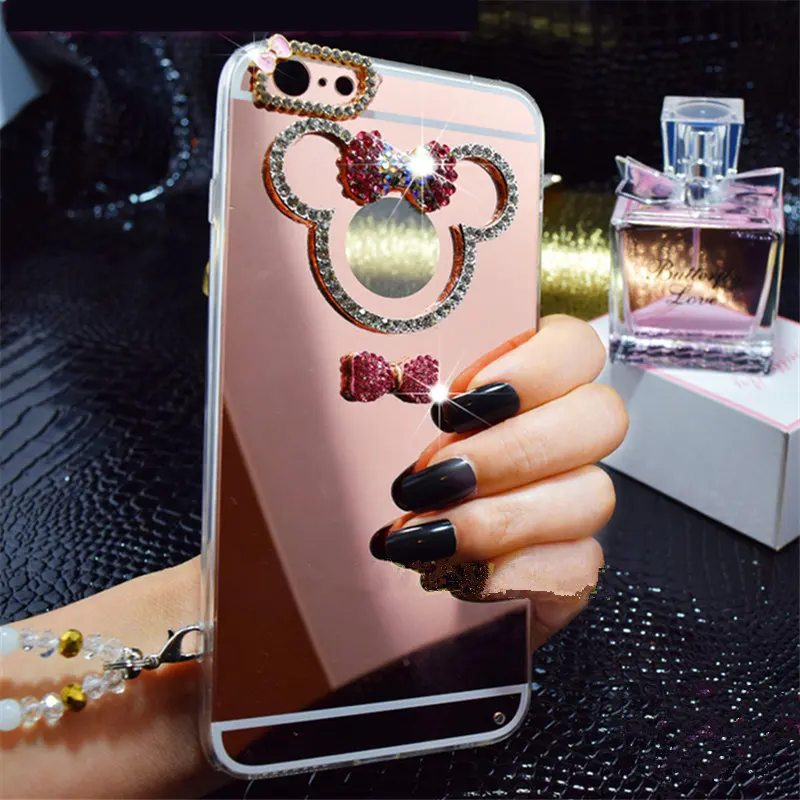 Для iPhone 6 S 7 8 Plus X модная симпатичная мягкая зеркальная задняя крышка с