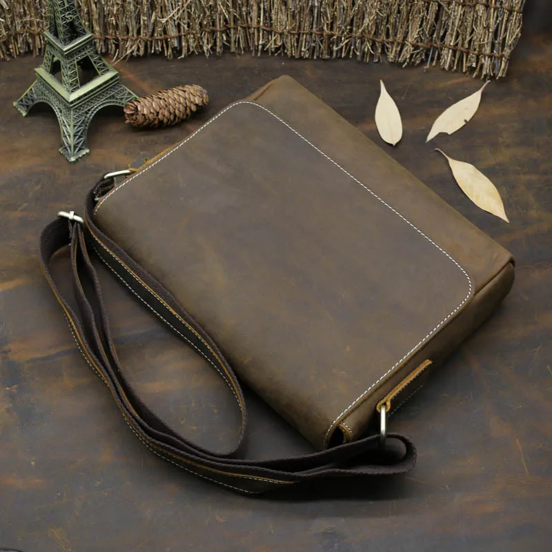 Мужские сумки через плечо из натуральной воловьей кожи подарочные модные