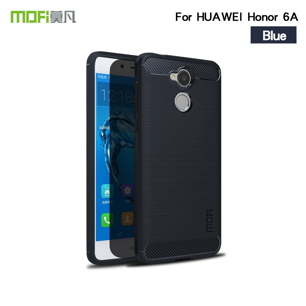 Темно-синий Чехол чехол для Huawei Honor 6A чехол из углеродного волокна MOFi Мягкий ТПУ силиконовый матовый Противоударный задняя крышка для Honor 6A - Цвет: Темно-синий
