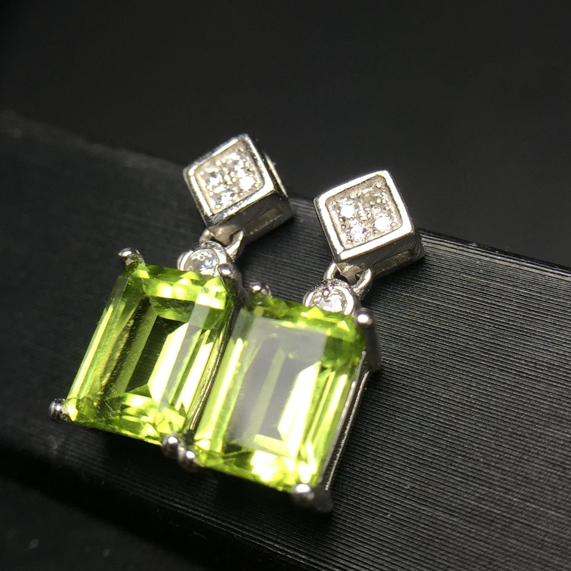 Серьги Almei из натурального перидота для женщин стерлингового серебра 925 пробы 5*7