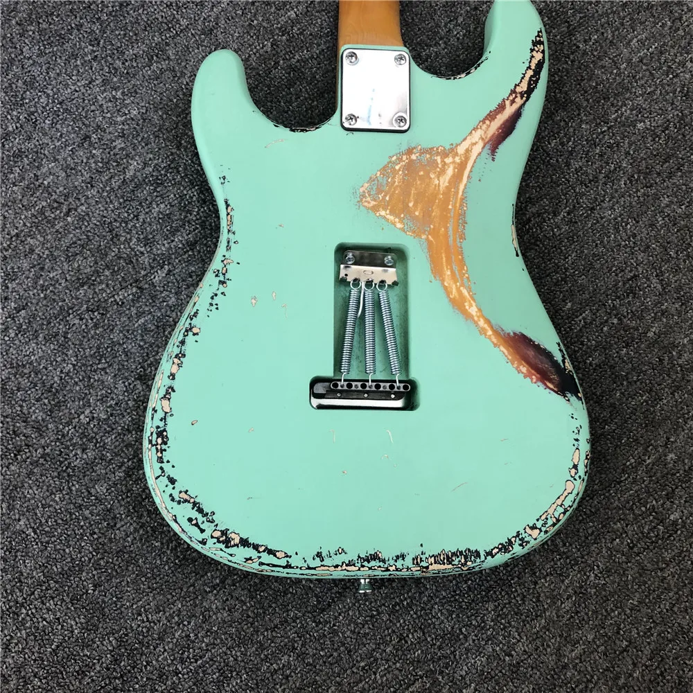 Kaiyun Заводская ручной работы, копии старого SRV ST электрической guitars.100% ручной работы. Красивые синие многоцветные гитары для серфинга