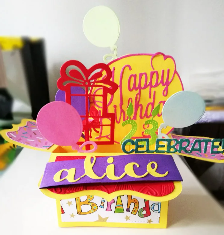 Коробка для дня рождения металлические режущие штампы трафареты DIY скрапбукинга