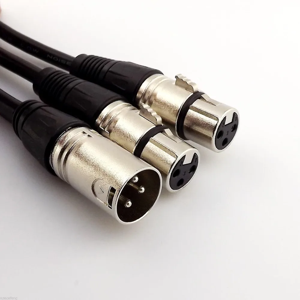10pcs 1FT 3Pin XLR Male Plug to 2 Female Y Splitter Audio Microphone Adapter Cable | Компьютеры и офис