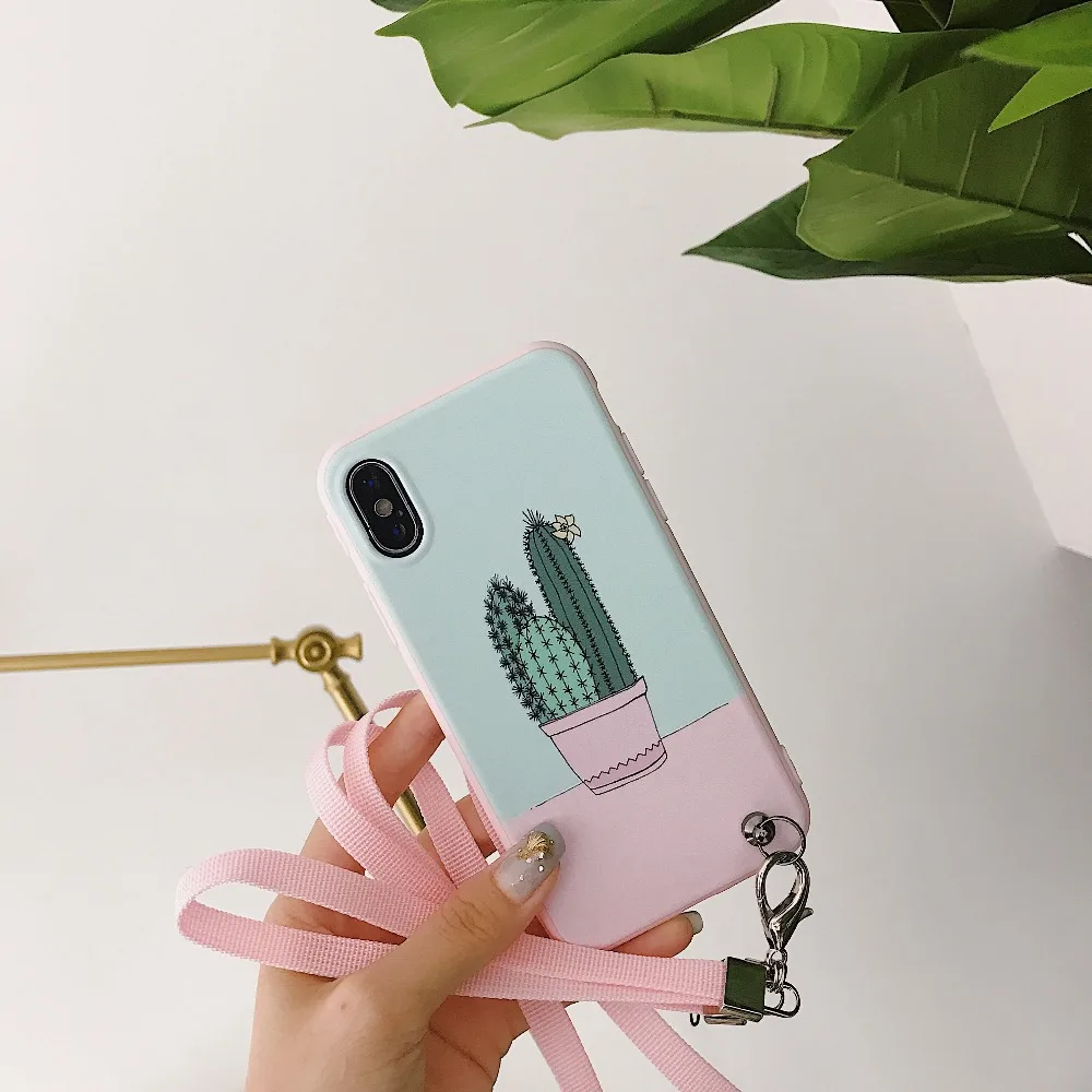 Hazy Beauty Для кейса iPhone X Роскошный кейс с крюком-петлей, украшенный силиконовыми мягкими чехлами с рисунком кактуса для iPhone 7 8 6s plus Обложка телефона оболочка на.