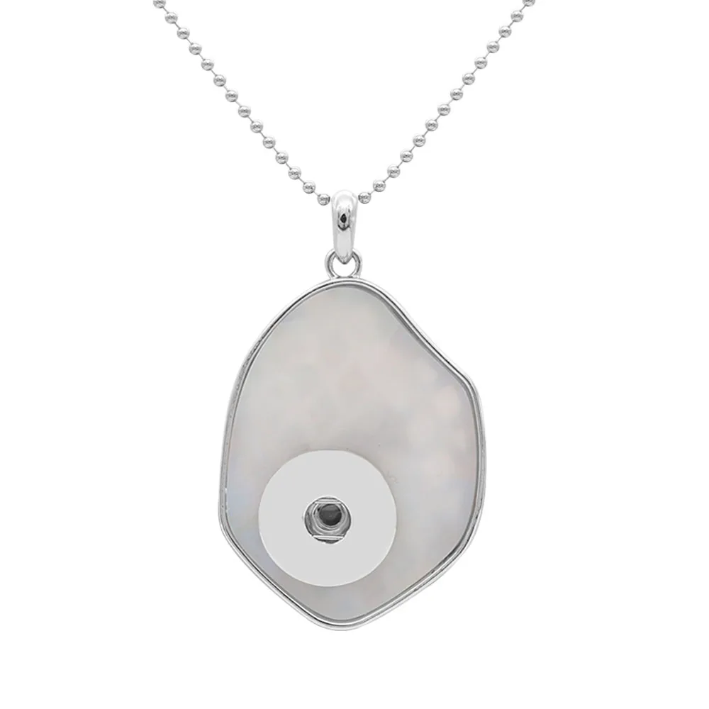 White Acrylic pendant Necklace with 80CM chain KC1095 fit 20MM snaps jewelry irregular shape Chain Bohemia Chic | Украшения и