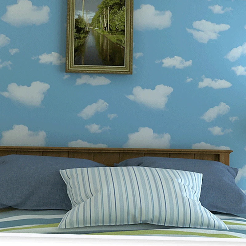 Мультфильм стены Бумага для малыша номер голубое небо белые облака детская