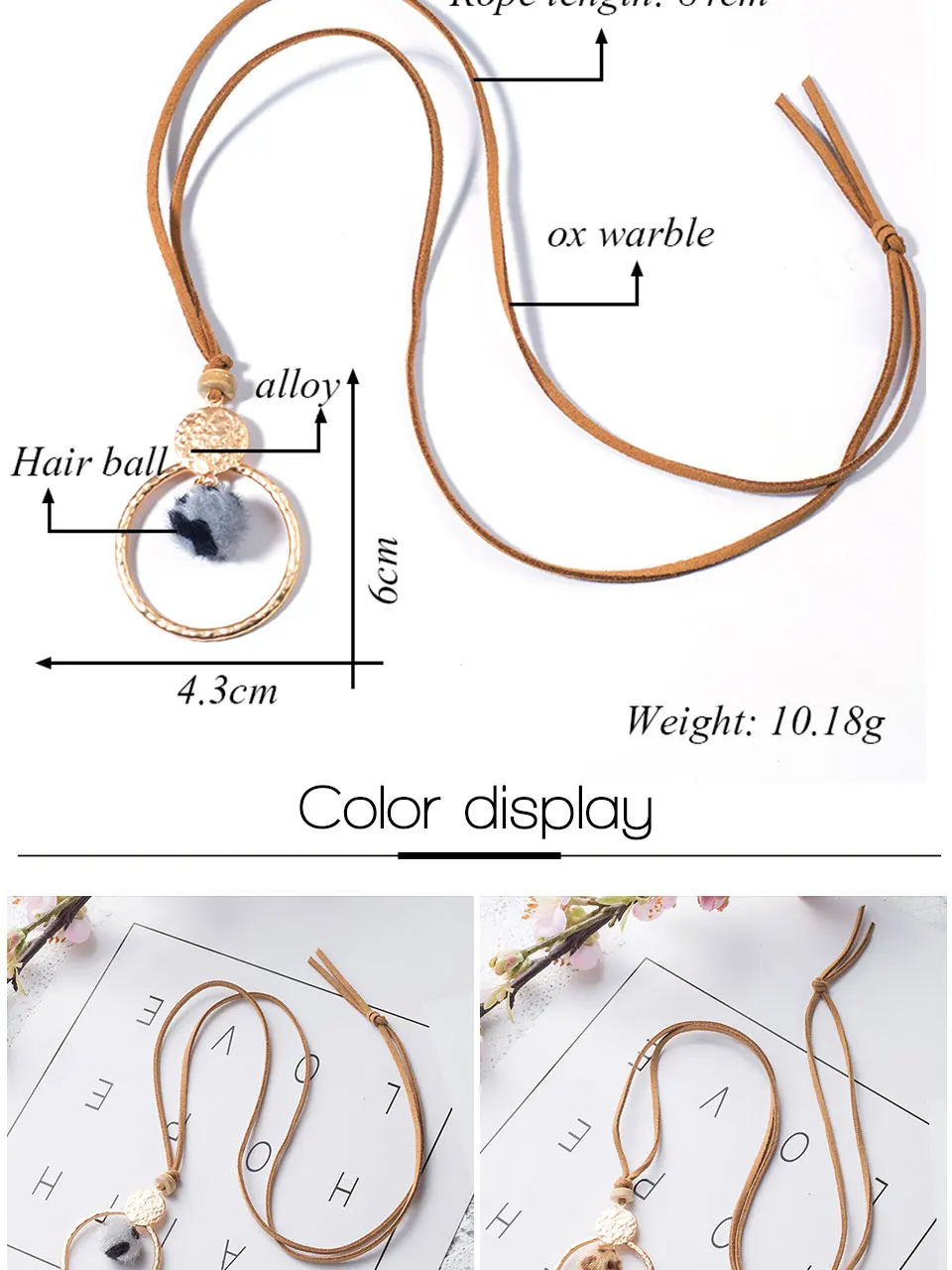 Этнический кожаный свитер цепи меховой шар полые Длинные кулон ожерелье для женщин винтажные Золотые круглые длинные ожерелья