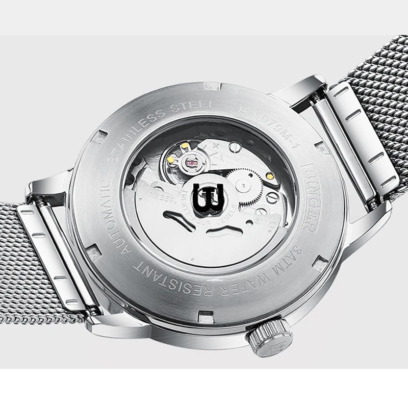 Часы бренда BINGER Seiko Мужские автоматические механические брендовые полностью