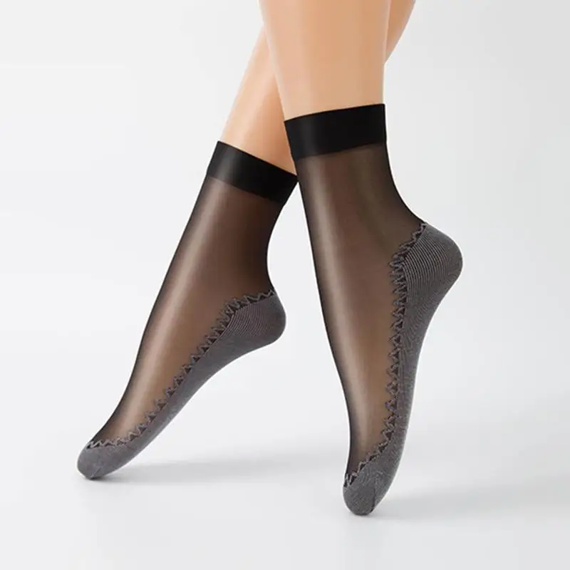 

10 Pairs Lady Socks Spring Summer Women Socks Soft Casual Socks Non-slip Bottom Splice Thin Silk Sock Meias Women Ladies