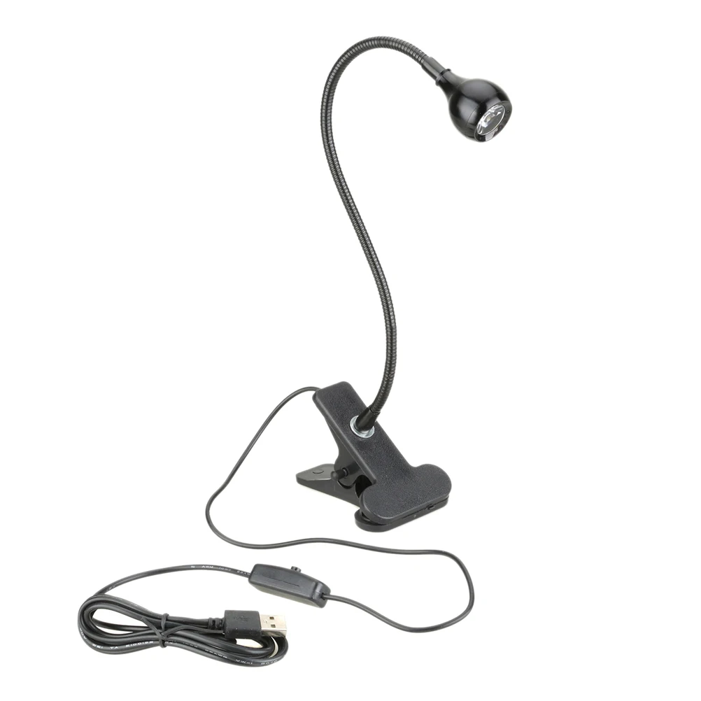 black white USB Мощность Клип держатель Светодиодный лампа для чтения настольная лампа 1 Вт Гибкая чтение в постели лампы для чтения настольная лампа для кабинет Спальня жизни - Испускаемый цвет: black white