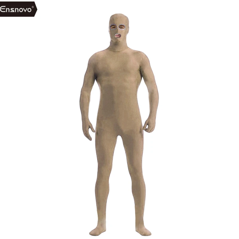 Brown Ensnovo, мужской костюм из спандекса, Нейлона, Лайкры, черного цвета, на все тело, вторая кожа, плотный цвет, на заказ, костюм с открытыми глазами, для косплея, костюм зентай - Цвет: Brown