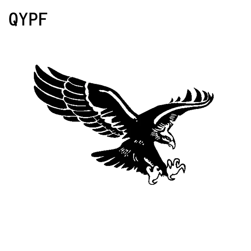 

QYPF 20 см * 13,4 см, модная виниловая наклейка на окно автомобиля с летающим орлом, изысканная наклейка, черная/Серебряная Фотография