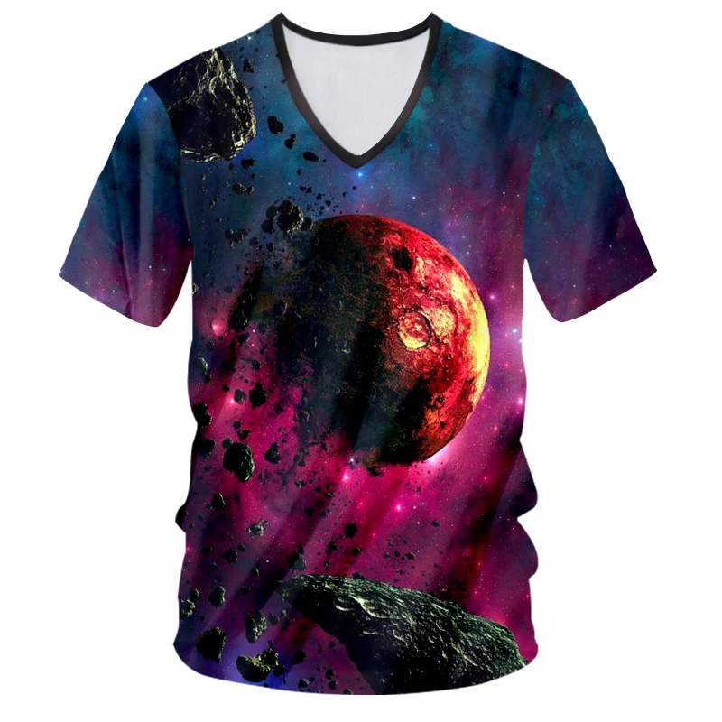 Мужская футболка с коротким рукавом и V-образным вырезом | одежда