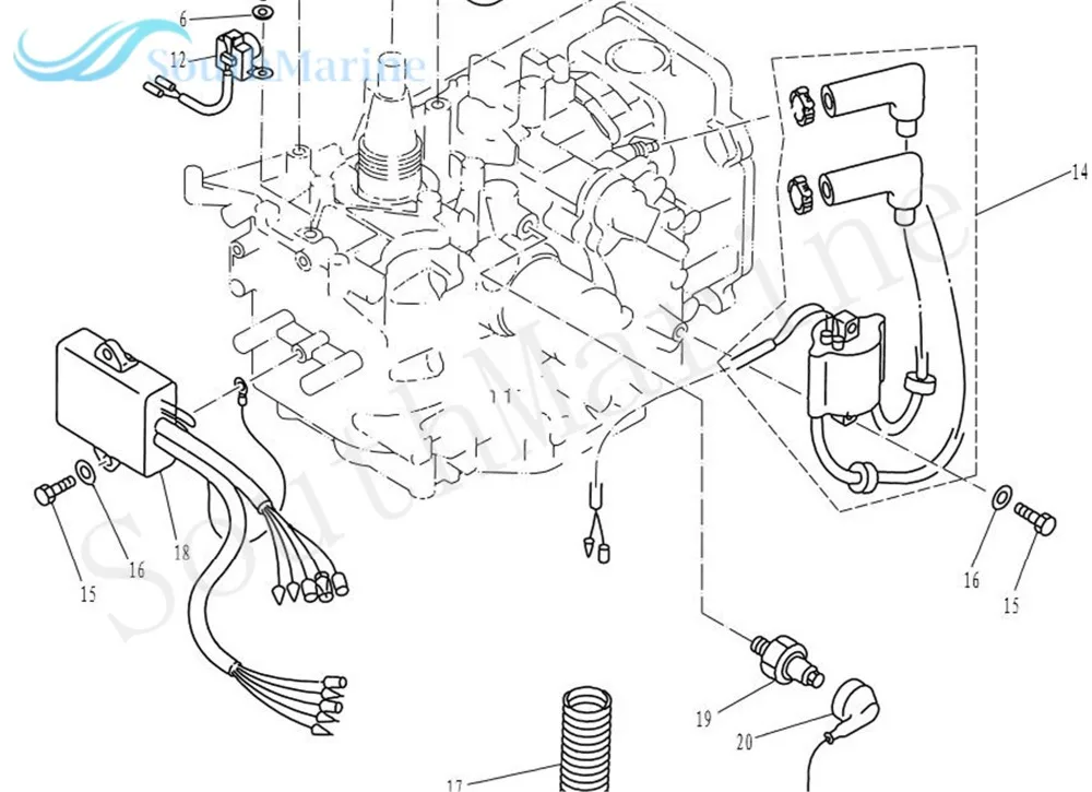 Лодочный мотор катушка зажигания в сборе F15-07000600 для Parsun HDX 4-тактный F9.9 F13.5 F15 лодочный мотор, высокая Давление катушки