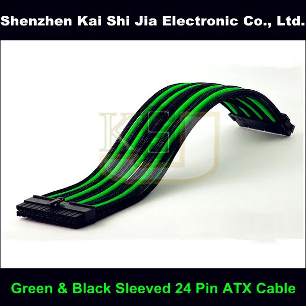12 &quot24Pin ATX EPS PSU черный и зеленый термоусадочный удлинитель с рукавами|power extension
