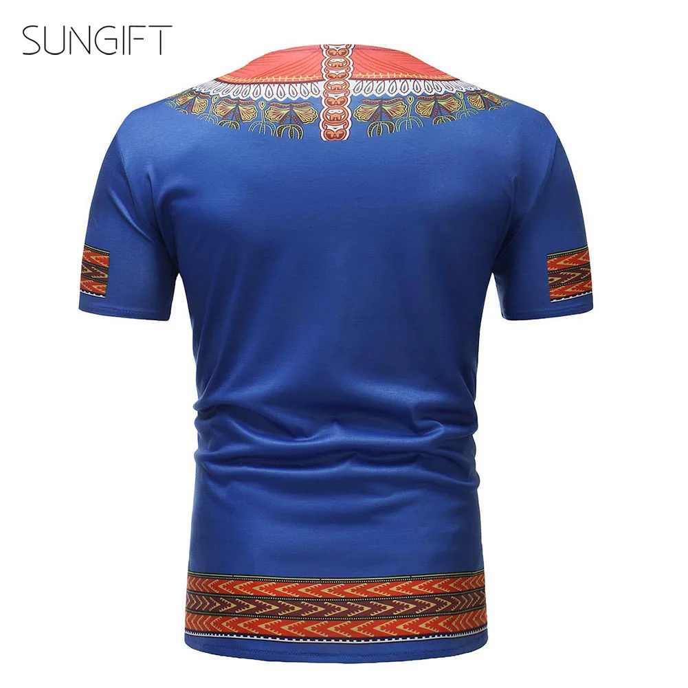 SUNGIFT африканская Мужская футболка с коротким рукавом рисунком племени Дашики v