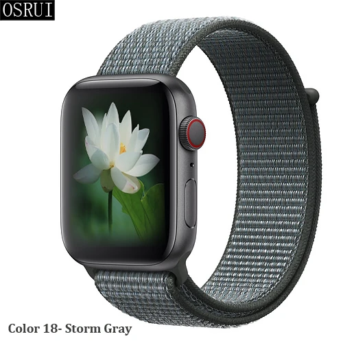 Ремешок для Apple Watch 42 мм 38 мм 5 4 3 correa iwatch 44 мм 40 мм спортивный браслет-петля Apple watch 5 4 аксессуары 5/3/2 - Цвет ремешка: 18- Storm Gray