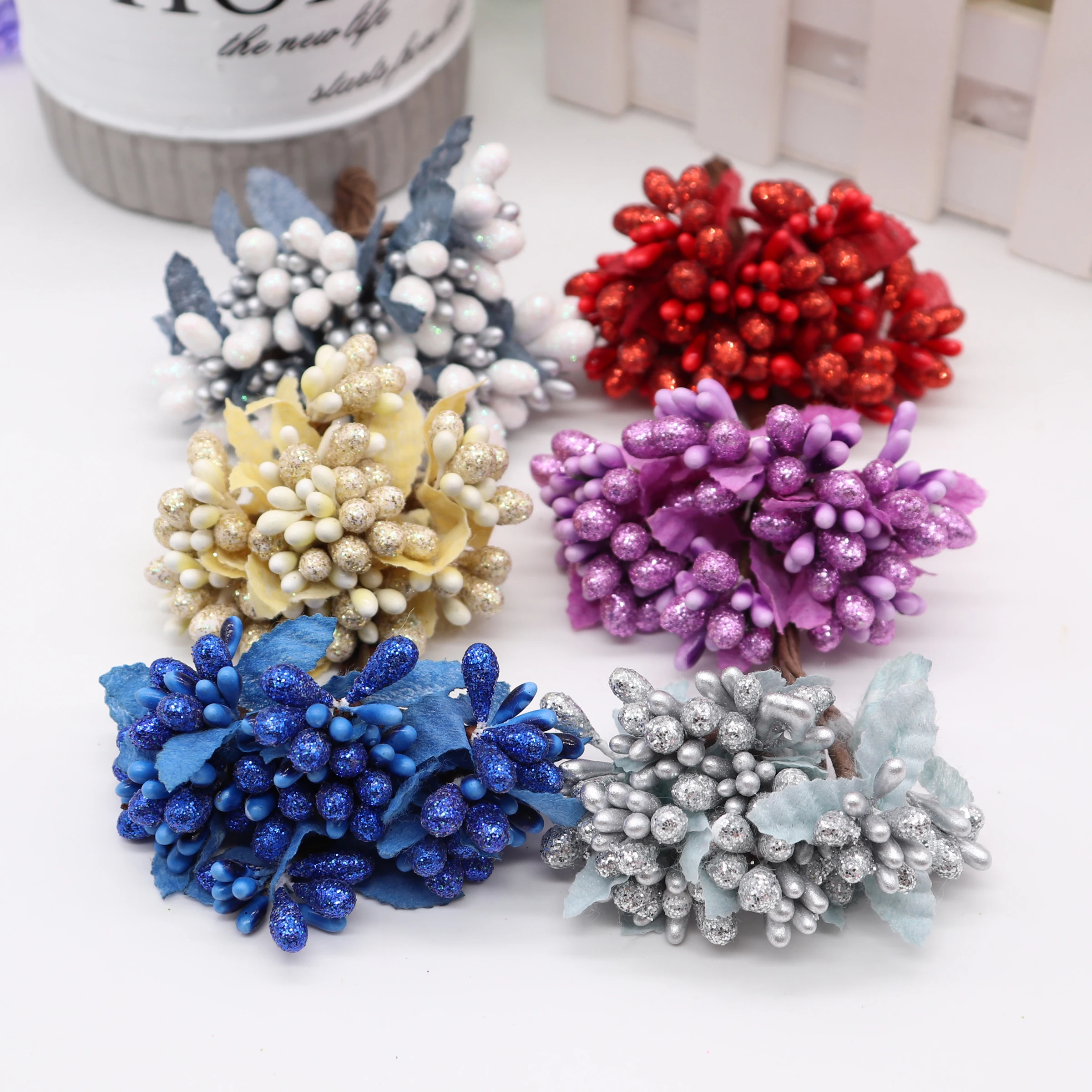 10 шт. Золотая пудра с жемчужинами|Искусственные и сухие цветы| |