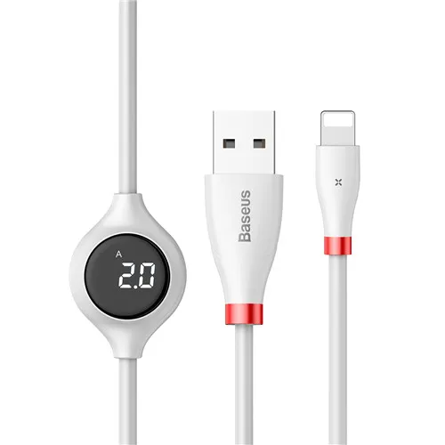 Baseus большой глаз цифровой дисплей USB кабель для iPhone 8 Plus зарядное устройство кабель с магнитным листом для iPhone xs max зарядный кабель - Цвет: Белый