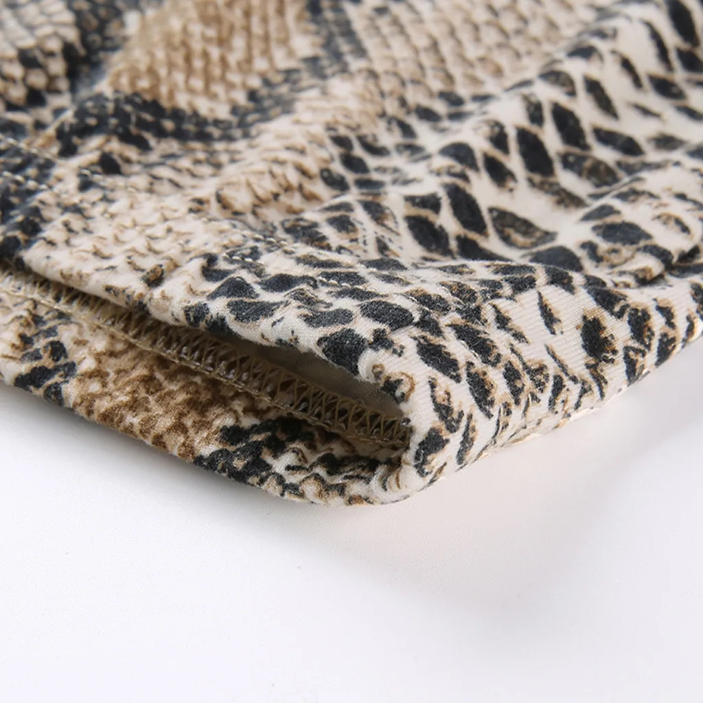 Модные женские штаны с принтом змеиной кожи узкие брюки высокой талией и