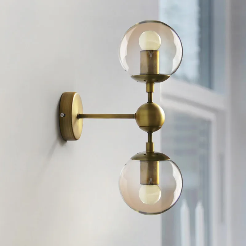 

Retro Industrial Style Bedroom Bedside Led Wall Light Creative Magic Bean Glass Designer Bath Aisle Living Wall Sconce Lighting