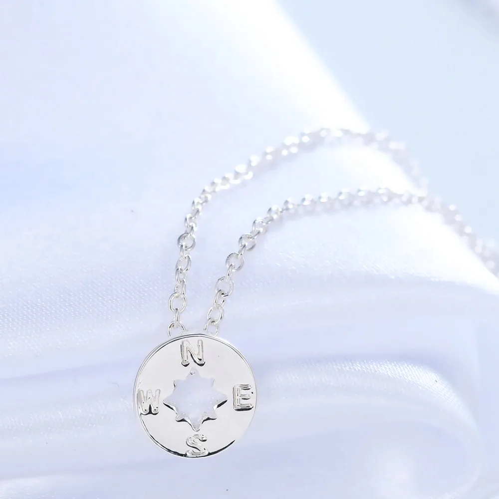 QIMING ожерелье с маленьким компасом кулон Восток Южный Запад Северный гравировка