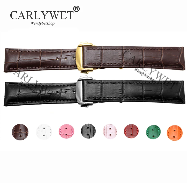 Ремешок для наручных часов CARLYWET из натуральной телячьей кожи с крокодиловой