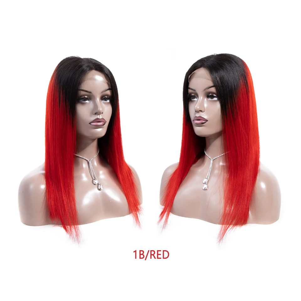 Омбре человеческие волосы парик 4x4 прямые фронтальные парики 2 тона не Реми от