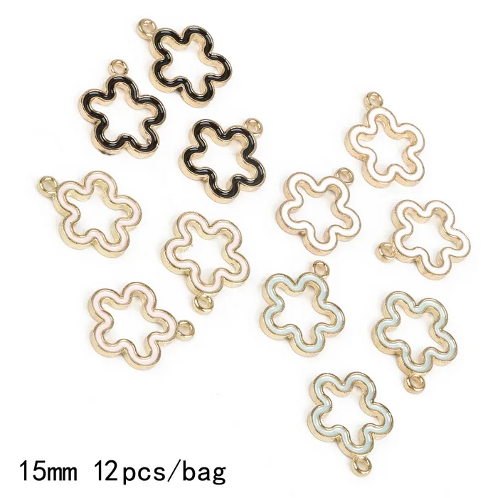 15mm 12pcs 26 стилей, Красочные Подвески из сплава, Морская звезда, раковина, раковина, сердце, треугольная Корона, бант, эмалированные подвески, сделай сам, ремесло, браслет, ожерелье, ювелирное изделие - Окраска металла: 15mm 12pcs