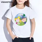 Детская летняя футболка с коротким рукавом для девочек и мальчиков, Детская футболка с принтом Бен и Холли из мультфильма, Забавная детская одежда, HKP5038