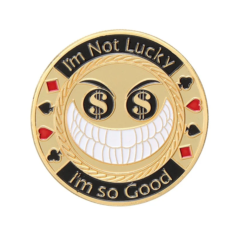 Металлическая защита для покерных карт I'm Not Luck I Am So Good позолоченная круглая