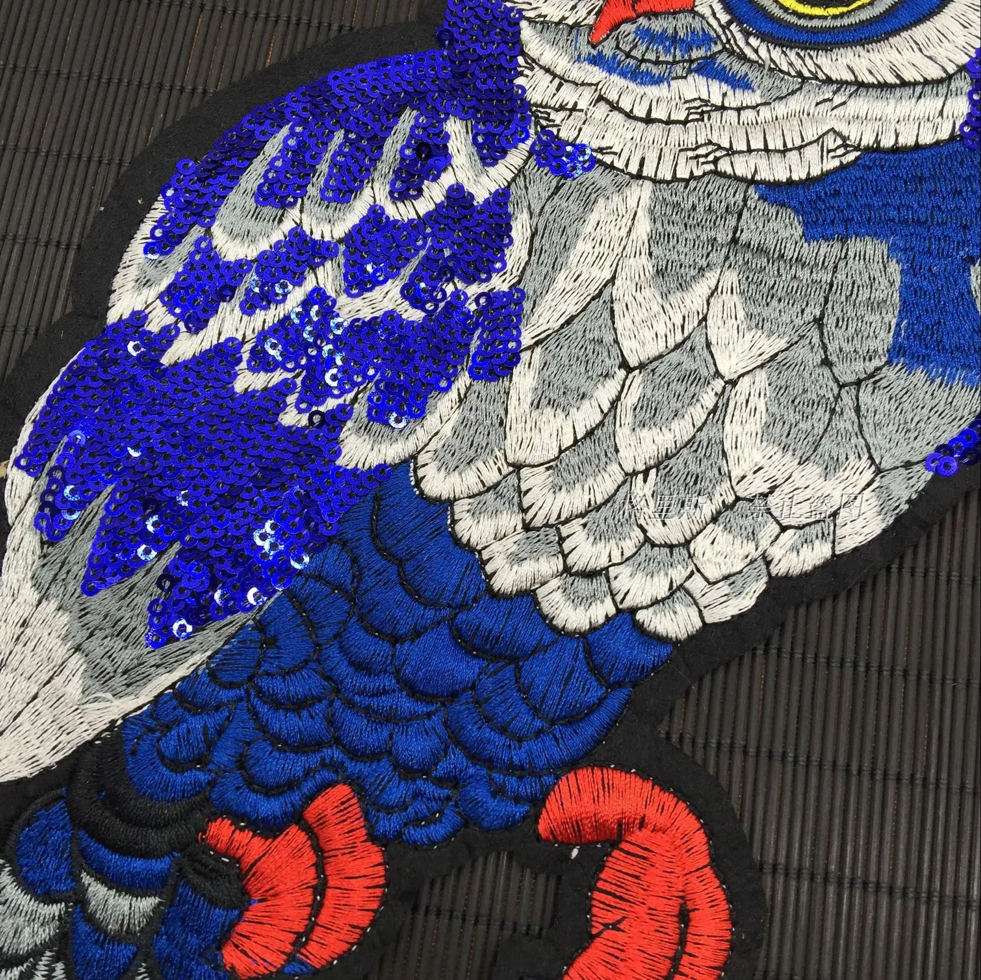 Blue sequined owl cloth lace embroidery patch / DIY accessories | Дом и сад